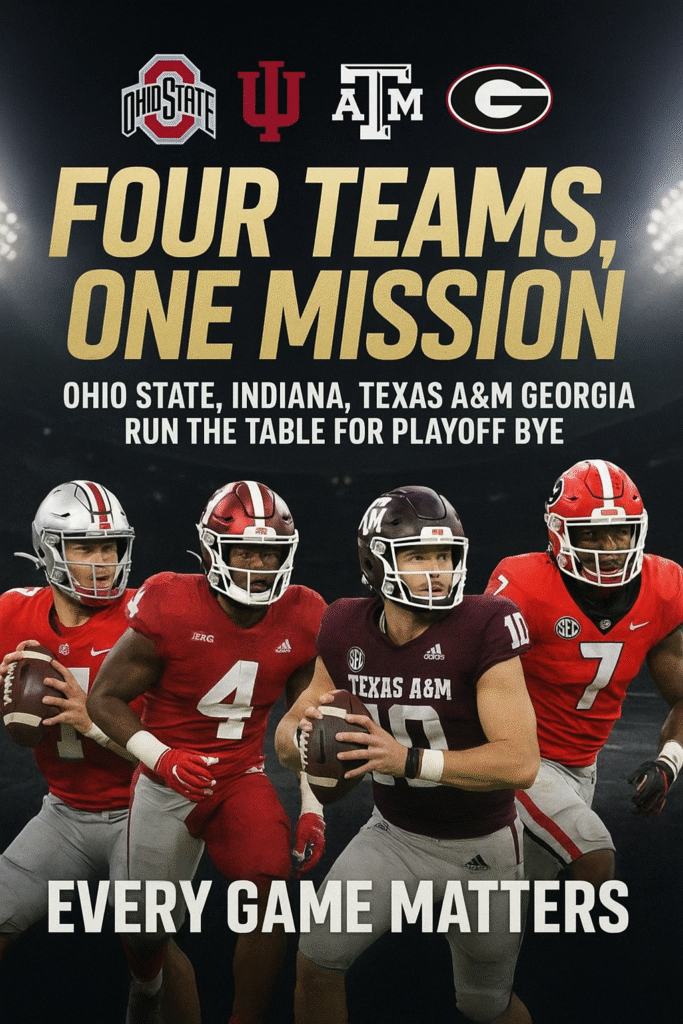 Four Teams, One Mission: Ohio State, Indiana, Texas A&M & Georgia Run the Table for Playoff Bye