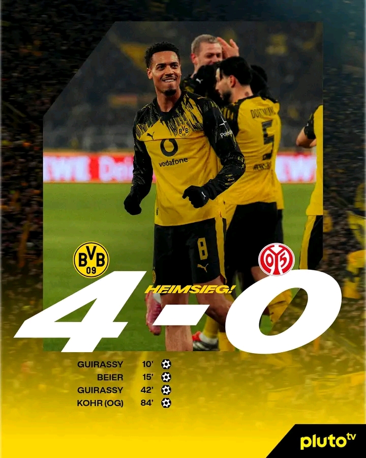 ⚡🔥 Assist-König Ryerson entfesselt den BVB! Drei brillante Vorlagen von Julian Ryerson führen zu vier spektakulären Treffern und setzen ein deutliches Statement an die Bundesliga-Konkurrenz. Borussia Dortmund dominiert das Spiel gegen 1. FSV Mainz 05 mit technischer Klasse, Tempo und Präzision. Die Schwarzgelben feiern nicht nur einen klaren Heimsieg, sondern auch ein echtes Fußball-Fest voller Leidenschaft, Dynamik und unvergesslicher Momente für Fans und Team! 🖤💛⚽🔥