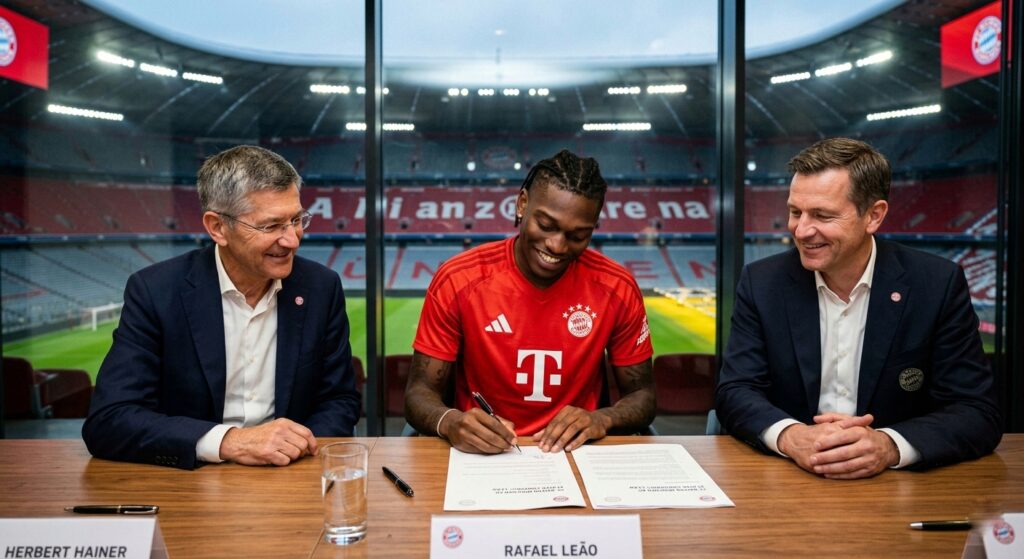 🚨🔴⚪ MEGA-TRANSFER BEI BAYERN – RAFAEL LEÃO KÖNNTE DIE ALLIANZ ARENA ERSCHÜTTERN! ⚽🔥 Die Fans in der Allianz Arena sind elektrisiert: Bayern München steht offenbar vor einem spektakulären Deal mit dem explosiven Flügelstürmer Rafael Leão. Experten diskutieren sofort über die Auswirkungen auf die Offensive, Taktik und Titelambitionen, und ganz Fußball-Deutschland fragt sich: Wird Leão die Bayern zurück an die Bundesliga-Spitze führen? 👀💥