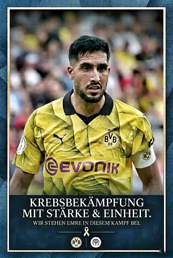 SCHOCKWELLEN AUS DORTMUND: Große Sorge um Emre Can erschüttert die Fußballwelt. Berichte über einen ernsten Gesundheitszustand sorgen weltweit für Bestürzung. Fans, Vereine und Weggefährten zeigen sich vereint in Hoffnung, Respekt und Solidarität, während die BVB-Ikone im Mittelpunkt intensiver Anteilnahme und besorgter Gedanken steht.
