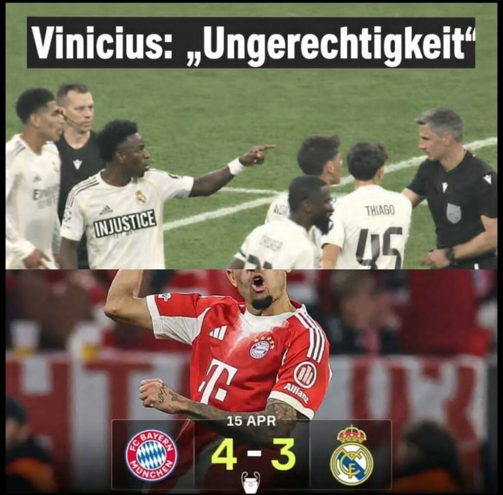 „Mächtig dicke Luft nach dem turbulenten Champions-League-Kracher – inklusive einer Roten Karte nach dem … Das ist Ungerechtigkeit, wir wurden bestohlen, sie haben ihren Heimvorteil mit Hilfe der Schiedsrichter ausgenutzt und uns ausgeraubt. Wir werden das nicht einfach so hinnehmen“, sagte Vinícius Jr.