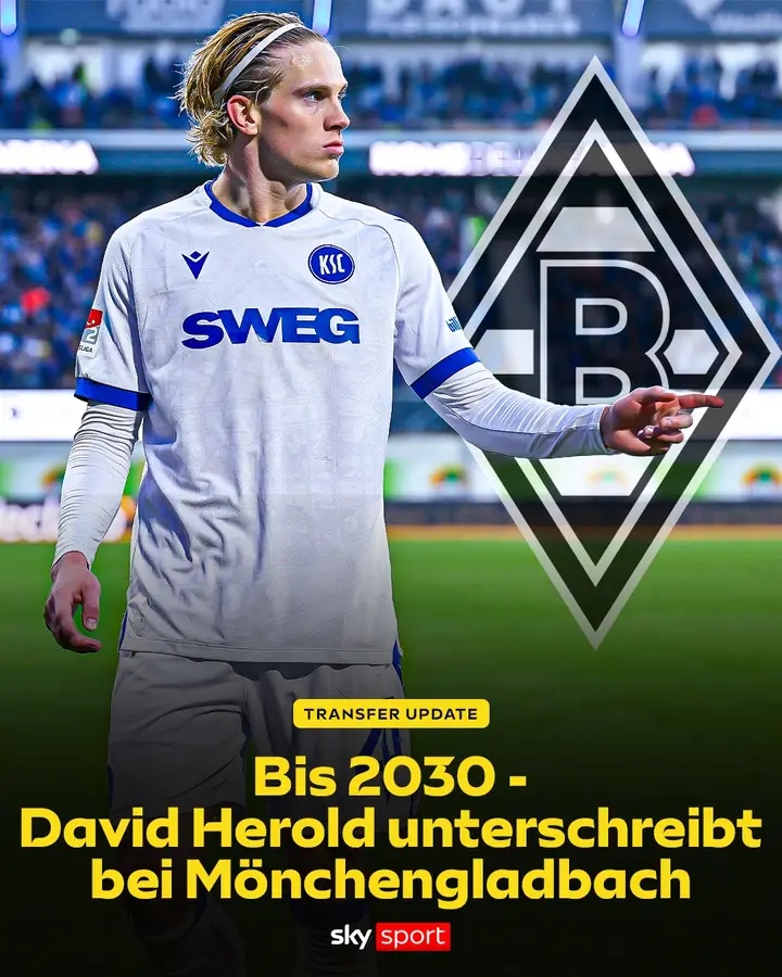 ๐จ TRANSFER-ALARM BEI GLADBACH! ๐จ Jetzt ist der Deal praktisch perfekt: David Herold verlรคsst den Karlsruher SC und unterschreibt bei Borussia Mรถnchengladbach bis 2030! ๐ฑ๐ฅ Der Medizincheck steht kurz bevor โ Fans feiern bereits den nรคchsten Hoffnungstrรคger! Wird Herold DER neue Star auf der linken Seite? Die Bundesliga darf sich warm anziehen! โก๐